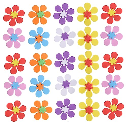 HOODANCOS 200 Stück Bunte Blumenformen Aufkleber Selbstklebende Eva Schaumstoff Sticker für Bastelprojekte Scrapbooking und Klassendekoration von HOODANCOS