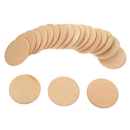 HOODANCOS 20Stücke Unbehandelte Runde Holzscheiben Buchenholz DIY Bastelmaterial für Projekte und Dekorationen für Zuhause von HOODANCOS
