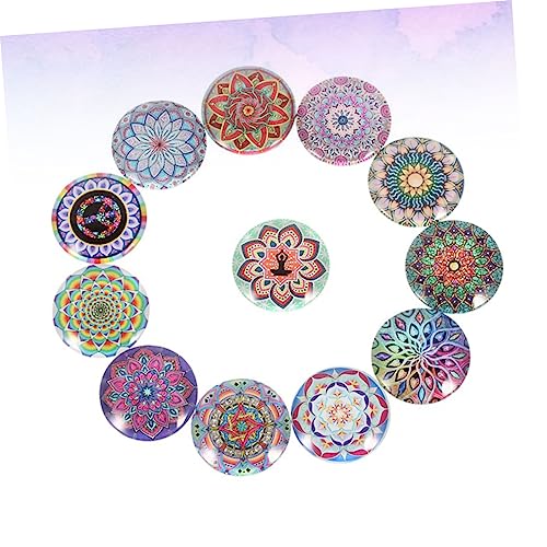 HOODANCOS 20stücke Glas Patches Mit Lotusmustern Runde Kreative Aufkleber Für Schmuckdesign Und Handwerk Gemischte Farben von HOODANCOS
