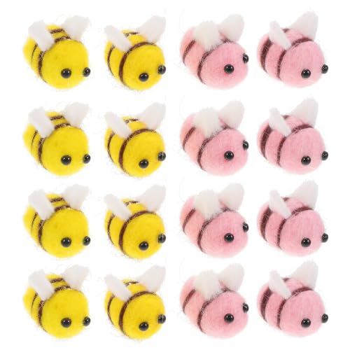 HOODANCOS 24 Stück Kleine Filz Bienen Dekoration Gelb Rosa für DIY Handwerk Kleidung und Partys Süße Wiederverwendbare Filzornamente für Kreative Bastelprojekte von HOODANCOS