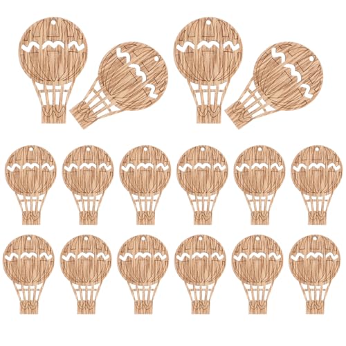 HOODANCOS 30Stücke Heißluftballon Holzscheiben DIY Holzstücke für Kunsthandwerk Glatte Oberfläche für Dekoration Basteln Geburtstags und Weihnachtsfeiern von HOODANCOS