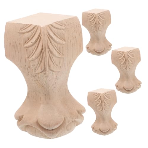 HOODANCOS 4 Stück Geschnitzte Möbelbeine aus Holz Beige Ersatz holzfüße für Sofa Couchtisch Kleiderschrank und Badezimmerschrank Dekorative Möbelfüße mit Einfacher Montage von HOODANCOS
