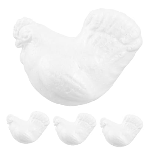 HOODANCOS Unfertige Gartenstatuen Aus Schaumstoff in Form Einer Henne – 4 Stück Bastelschaum Kunstbedarf Aus Polystyrol Ideal Für Familienprojekte von HOODANCOS