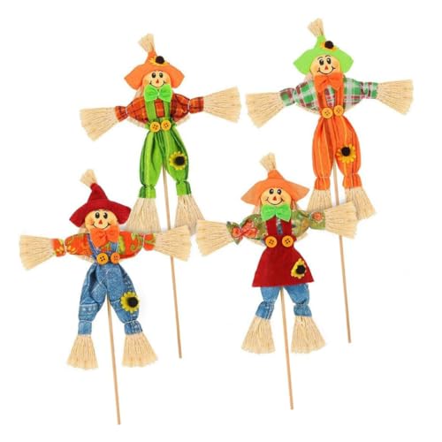 HOODANCOS 4 Stück Teiliges Halloween Kürbis Strohmann Deko mit Bambusstab Wetterfest Stehende Gartendekoration für Herbst und Outdoor Halloween Party HOODANCOS 4 Stück Teiliges Halloween Kürbis Strohmann Deko mit Bambusstab Wetterfest Stehende Gartendekoration für Herbst und Outdoor Halloween Party von HOODANCOS