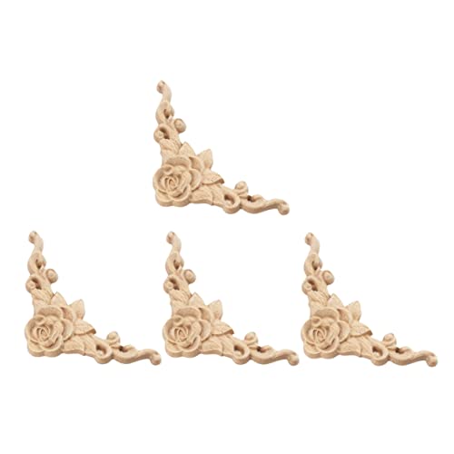 HOODANCOS 4 Stück Teiliges Holz Applikationen für Möbel Rosendekor Holz Wand und Möbelverzierung Einfache Installation Klassisches Design für Wohnräume und Schlafzimmer von HOODANCOS