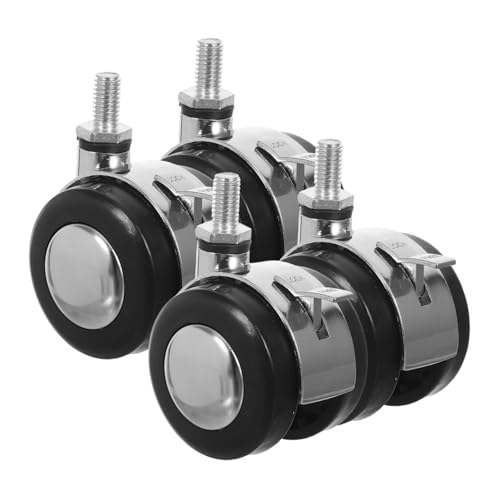 HOODANCOS 4 Stück Teiliges Lenkrollen Möbel mit Bremse aus Legierung Heavy-duty Drehbar Geräuscharm Sicher für Teppichböden für Schränke und Büromöbel von HOODANCOS