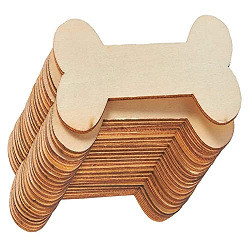 HOODANCOS 40 Stück Holz Hundeknochen Holzscheiben Unbeschichtet Diy Bastelmaterial für Projekte und Home Decor von HOODANCOS
