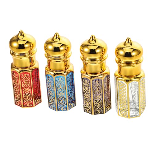 HOODANCOS 4stücke Glasparfümflaschen Nachfüllbar Vintage Stil Ölhalter Leere Parfümflaschen Dekorative Duftflaschen Für Hautpflege Aromatherapie Reiseflaschen von HOODANCOS