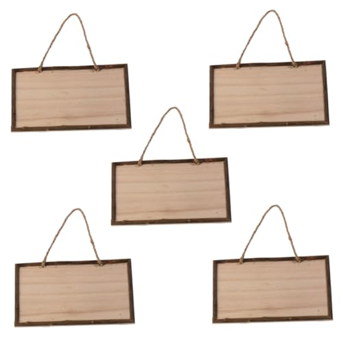 HOODANCOS 5 Stück Holz Türschild zum Selbstgestalten DIY Blanko Holzschild mit Glatten Kanten Naturbelassen für Wand Türdeko zum Bemalen und Basteln mit Aufhängeseil von HOODANCOS