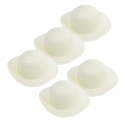 HOODANCOS 5stücke Kleine Gewebte Strohhüte Für Puppen Teiliges -mini-hüte Zum Basteln Und Dekorieren Für Kreative Projekte Und Puppenhaus-Dekoration Für Jahren von HOODANCOS