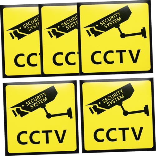 HOODANCOS 5 Stück Teiliges Cctv Warnschild Wetterfeste Videoüberwachung Aufkleber mit Starkem Halt UV beständige Sicherheitswarnung für Büro Haus Außenbereich Glas und Türen von HOODANCOS