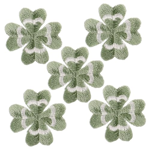 HOODANCOS 5 Stück Teiliges Four Leaf Clover Bügelbilder DIY Kleidungspatches Kompakt für Jacken Hüte St Patrick's Day Stoffaufnäher Einfache Anbringung Langlebig und Dekorativ von HOODANCOS