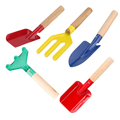HOODANCOS 5 Stück Teiliges Gartenwerkzeug Set für Kleine Hände Schaufel Harke und Mehr für Strand Sandkasten und Gartenaktivitäten für Kindergeburtstage und von HOODANCOS