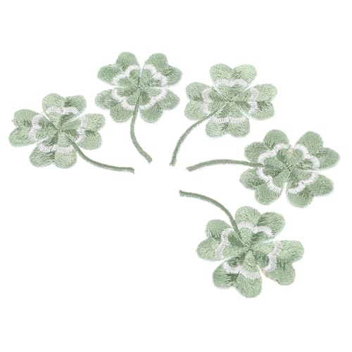 HOODANCOS 5 Stück Teiliges Kleeblatt Flicken zum Aufnähen Dekorative Kleider Mantelflicken Bunte Stoffapplikationen für Kleidung Hüte Taschen für DIY und Reparaturen von HOODANCOS