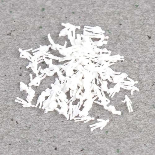 HOODANCOS 50 Stück Maßstab Lifelike Modellbau Figuren für Sandtisch Deko Architektur Modellbahn Landschaft DIY Bemalbare Miniatur Puppenhaus Accessoire von HOODANCOS