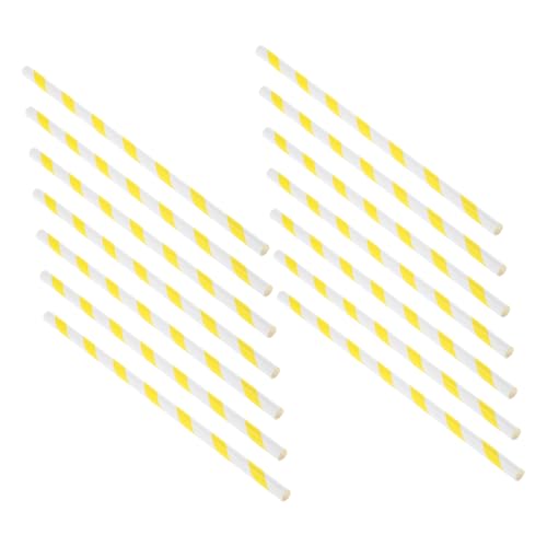 HOODANCOS 50 Stück Papierstäbchen Gelb Weiß Gestreift Robust Für Kommerzielle Zuckerwattemaschinen Partyzubehör Für Geburtstage Hochzeiten Events von HOODANCOS