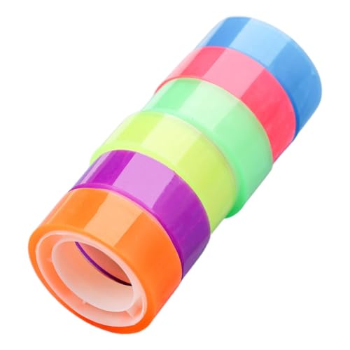 HOODANCOS 6 Rollen Buntes Transparentes Klebeband Leicht Zuschneidbar Langlebig und Klebestark Vielseitig für Schüler Büro DIY Bastelprojekte und Scrapbooking Geeignet von HOODANCOS