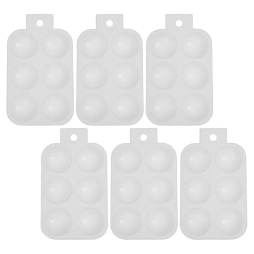 HOODANCOS 6 Stück Palette für Tablett tragbar Handwerk Malerei Farbe Ölgemäldeplatte kleine Farbmischschale Aquarellmischer Pigmentierte Kunststoffplatten Plastik Weiß von HOODANCOS