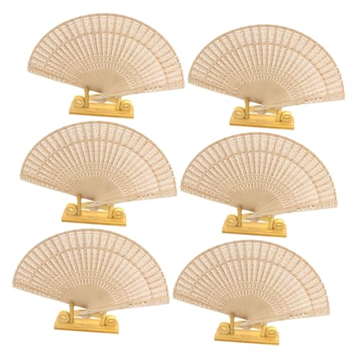 HOODANCOS 6 Stück Vintage Holz Fächer Handfächer Faltbar Holzfächer mit Hohlmuster Stilvolle Tanzfächer für Sommer Hochzeiten und Partys Beige HOODANCOS 6 Stück Vintage Holz Fächer Handfächer Faltbar Holzfächer mit Hohlmuster Stilvolle Tanzfächer für Sommer Hochzeiten und Partys Beige von HOODANCOS