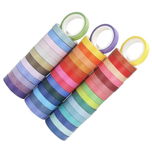 HOODANCOS 60 Rollen Teiliges Washi Tape Selbstklebende DIY Scrapbook Klebebänder Handlich Gerollt Leicht Abreißbar Vielseitig für Planer Tagebuch und Bastelprojekte Tragbar und Praktisch von HOODANCOS