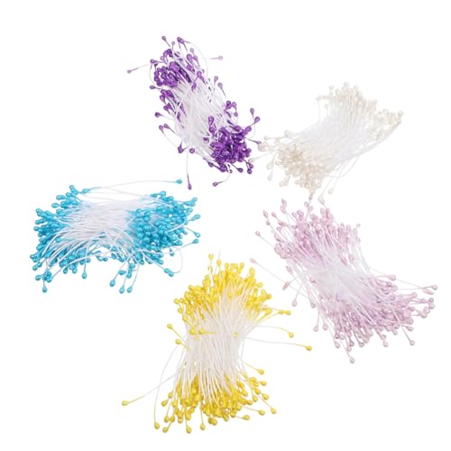 HOODANCOS Blumenstaubblätter Stempel Set 750 Stück Doppelköpfige Kunstblumen Blumenherstellung Robustes Material Zum Basteln von HOODANCOS