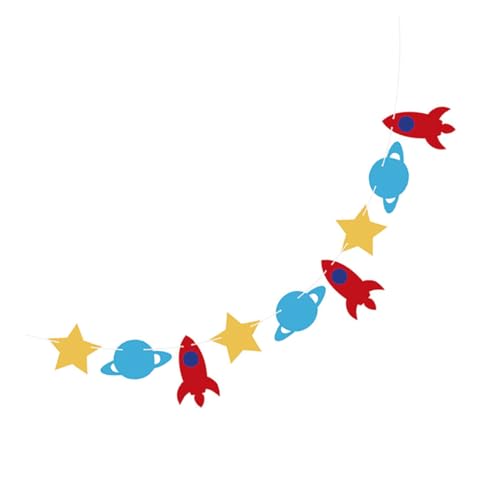 HOODANCOS Babyparty Geburtstagsdeko Teiliges Wimpel Banner Partyhänger mit Weltraum Raketen Kinderzimmer Dekoration für Geburtstag und Jahresfeier von HOODANCOS