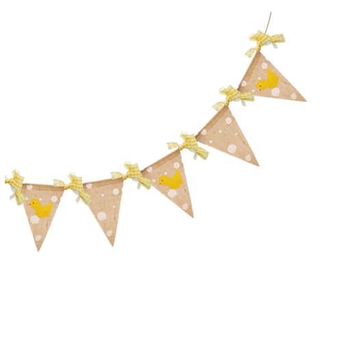 HOODANCOS Banner Geburtstag Wimpelkette aus Leinen mit Kleinem Gelbem Entenmotiv Dekorative Flaggen Girlande für Kindergarten Party und Geburtstag Wiederverwendbar und Langlebig von HOODANCOS