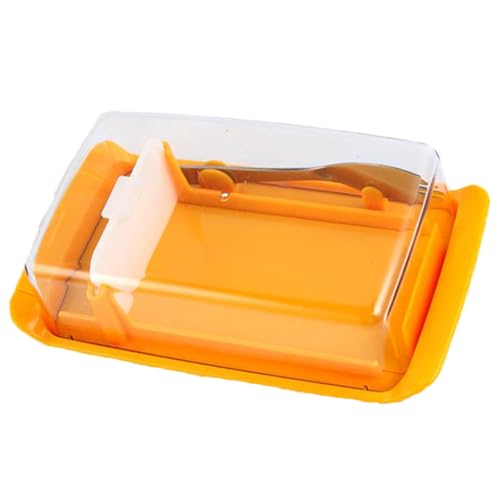 HOODANCOS Butteraufbewahrungsbox mit Frischhaltefunktion und Buttermesser Gelber Butterhalter für Küche und Tisch Luftdichter Butterbehälter zur Geruchsvermeidung und Einfachem Schneiden von HOODANCOS
