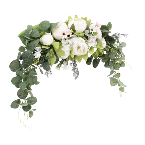 HOODANCOS Delikate Weiße Künstliche Pfingstrosen Wanddeko Vielseitiger Hängender Tür Wandschmuck Lebensechte Dekorative Blüten für Zuhause Party Hochzeit Festliche Raumgestaltung von HOODANCOS