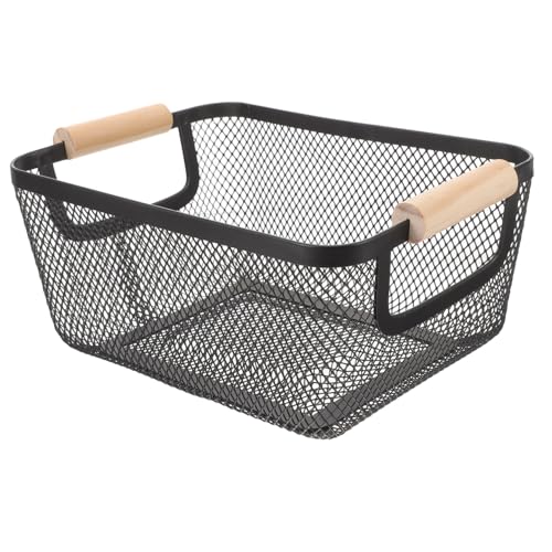 HOODANCOS Eckiger Metallkorb mit Holzgriff Langlebiger Drahtkorb für Küche Bad Büro Vielseitiger Aufbewahrungskorb zur Organisation und Dekoration Kleiner Schwarzer Nordic Stil HOODANCOS Eckiger Metallkorb mit Holzgriff Langlebiger Drahtkorb für Küche Bad Büro Vielseitiger Aufbewahrungskorb zur Organisation und Dekoration Kleiner Schwarzer Nordic Stil von HOODANCOS