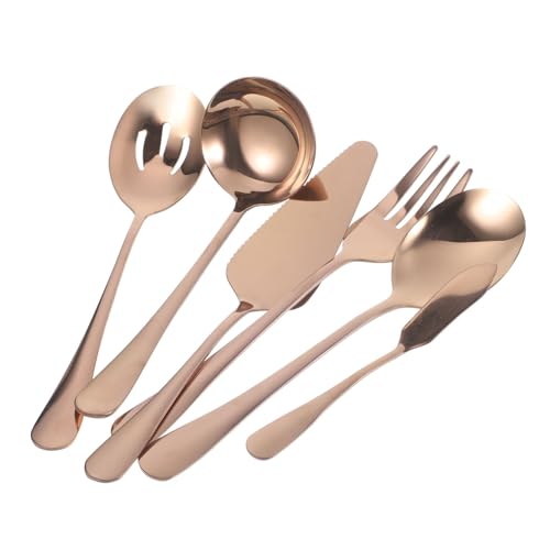 HOODANCOS Edelstahl Besteckset Roségold Wiederverwendbares Ergonomisches Cutlery Kit mit Steakgabel Löffel Vielseitig für Familie Restaurant und Reise Spülmaschinenfest von HOODANCOS
