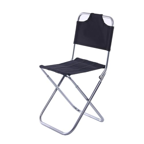 HOODANCOS Faltbarer Angelhocker aus Aluminiumlegierung Leichter Tragbarer Klappstuhl mit Rückenlehne Mittelgroß für Camping Angeln Wandern und Outdoor Aktivitäten Schwarz Silber von HOODANCOS