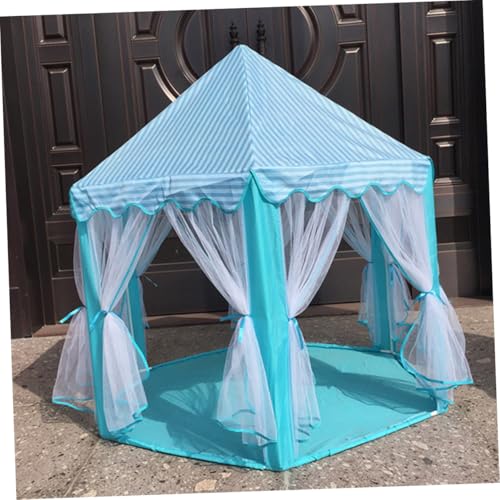 HOODANCOS Hexagon Spielteppich für Mädchen Spielmatte Flauschig Kinderzelt Matte rutschfest Dekorativer Bodenbelag für Kinderzimmer und Spielbereich Blau von HOODANCOS