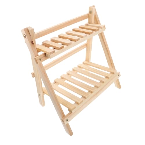 HOODANCOS Holz Desktop Organizer Stufiges Tischregal aus Robustem Holzmaterial Leichtes Aufbewahrungsrack für Makeup und Schreibtisch Braunes Multifunktionales Ablagesystem von HOODANCOS