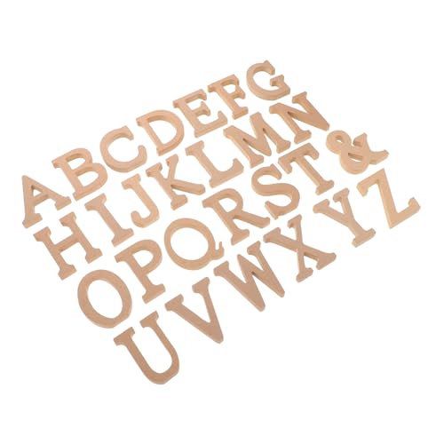 HOODANCOS Holzbuchstaben Unlackiert Für DIY-projekte Wanddekoration Fotorequisiten Natürliche Holzinitialen Für Heimwerker Und Bastler Alphabetblöcke Zum Bemalen von HOODANCOS