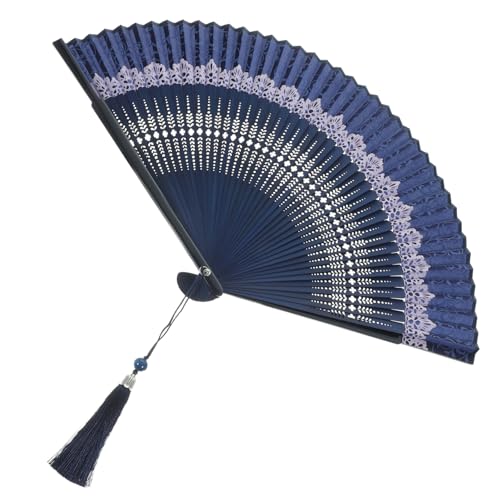 HOODANCOS Japanischer Faltbarer Bambusfächer mit Spitzenverzierung Leichter Handfächer für Sommer Tanz und Fotorequisiten Stilvolles Retro-Design Praktische Dekoration und Geschenkidee von HOODANCOS