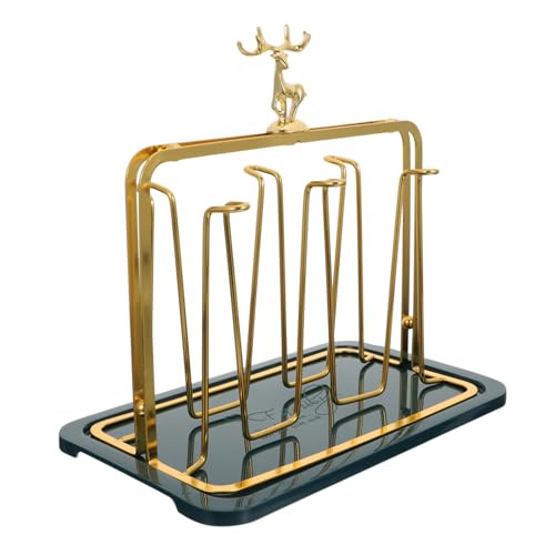 HOODANCOS Kaffeetassenhalter mit Tray aus Robustem Glasbecherständer Eleganter Aufbewahrungslösung für Schreibtisch Küche für Glasbehälter zur Einweihung HOODANCOS Kaffeetassenhalter mit Tray aus Robustem Glasbecherständer Eleganter Aufbewahrungslösung für Schreibtisch Küche für Glasbehälter zur Einweihung von HOODANCOS
