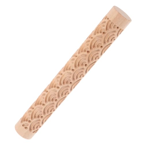 HOODANCOS Keramikwalze Holz Gerillt Clay Roller Prägestab für DIY Töpferarbeiten Handgemachte und Keramikgestaltung Vielseitiges Werkzeug für Kreative Muster Teig und Gebäck von HOODANCOS