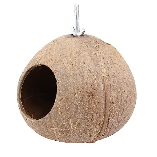 HOODANCOS Kokosnussschalen-vogelnest Für Im Freien Ai Nester Vogelhaus Vogelnest Kokosnussschale Warmes Vogelnesthaus Sittich Nest House Kokosnuss Kokosnest Gelb Hölzern von HOODANCOS