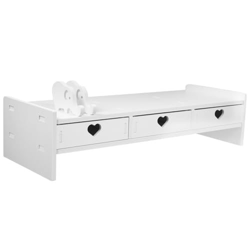 HOODANCOS Monitorerhöhung Mit Stauraum Ergonomischer Schreibtisch-Organizer Für Tastatur Und Büromaterial Eleganter Weißer Monitorständer Mit Schublade Für Optimalen von HOODANCOS
