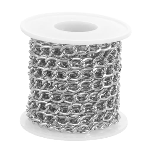 HOODANCOS Metallkette DIY Schmuck Zubehör Silberfarbene Gliederkette für Halsketten Armbänder Ohrringe Basteln Taschen Dekoration Robuste Schmuckdraht Kettenbasteln von HOODANCOS