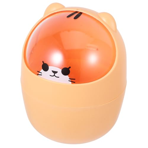 HOODANCOS Mini-mülleimer Süßer Mülleimer Kleiner Schreibtisch-mülleimer Kleiner Mülleimer Mit Deckel Mini-schreibtisch-mülleimer Kawaii Mülleimer Süßer Desktop-mülleimer Orange P.s von HOODANCOS