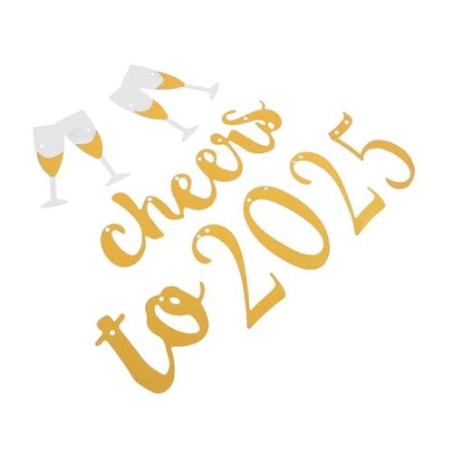 HOODANCOS Neujahr Dekoration Glitter Banner Set Cheers To Diy Banner Wiederverwendbar für Zuhause Büro Garten Festliche Party Fotohintergrund von HOODANCOS
