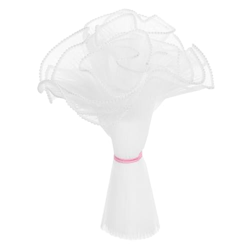 HOODANCOS Perlengarn Blumenstrauß Aus Packpapier Einwickelpapier Aus Mesh Blumen- Florist Geschenkpapier Aus Stoff Perlmutt Wickelnetz Blumenwickelnetz Blumengitter Weiß von HOODANCOS