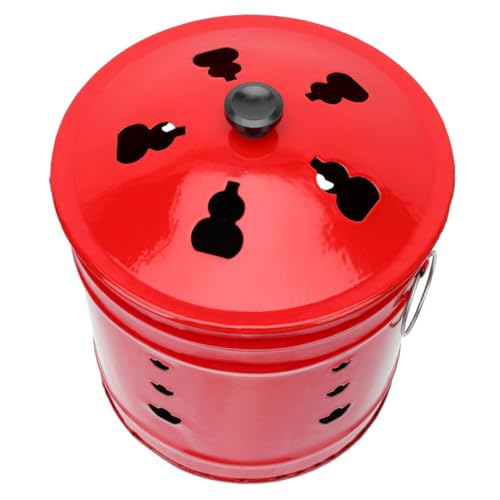 HOODANCOS Robuster Roter Emaille verbrennungseimer Hitzebeständig und Langlebig Sicher für Garten Papierabfälle mit Stabiler Platzierung und Effektiver Wärmeisolierung Nicht Verformbar von HOODANCOS