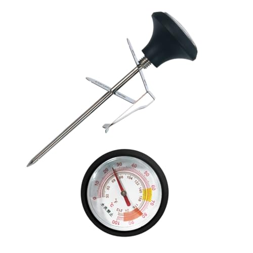 HOODANCOS Thermometer Clip Set Einstichthermometer Kochsteakthermometer Bbq Fleischthermometer Zum Grillen Thermometer Grillthermometer Milchthermometer Silber Edelstahl von HOODANCOS