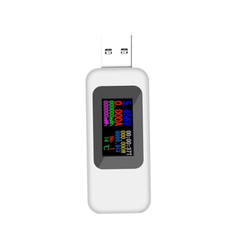 HOODANCOS USB Spannungsmesser Multimeter für USB Ladegeräte Präziser Tester für Strom Spannung und Kapazität Weiß ohne Batterie HOODANCOS USB Spannungsmesser Multimeter für USB Ladegeräte Präziser Tester für Strom Spannung und Kapazität Weiß ohne Batterie von HOODANCOS