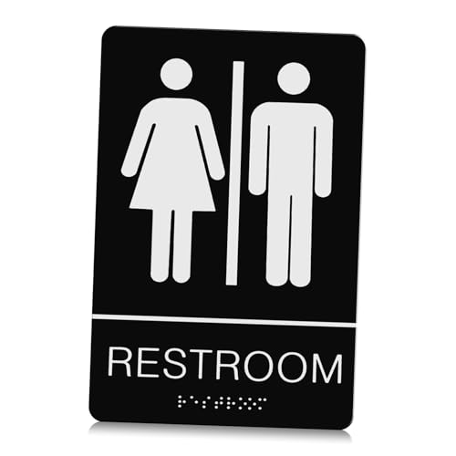 HOODANCOS Unisex Wc Schild Selbstklebend mit Braille Tastbarem Genderneutralem Toiletten Aufkleber Acryl Türschild für Allgemeine und Private Waschräume von HOODANCOS