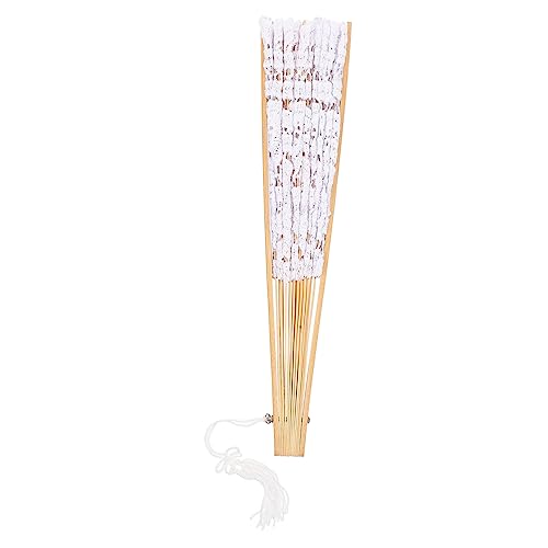 HOODANCOS Vintage Faltfächer Handgefertigt Design für Hochzeiten Partys Wanddekoration Weißer Handlicher Fächer für Besondere Anlässe von HOODANCOS