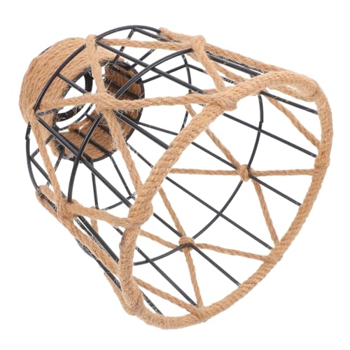 HOODANCOS Vintage Jute Seil Lampenschirm Rustikaler Metall Glühbirnen Schutzkorb Industrielles Design für Bar und Restaurant Langlebige Hängelampe mit Warmem Licht und Amerikanischem von HOODANCOS